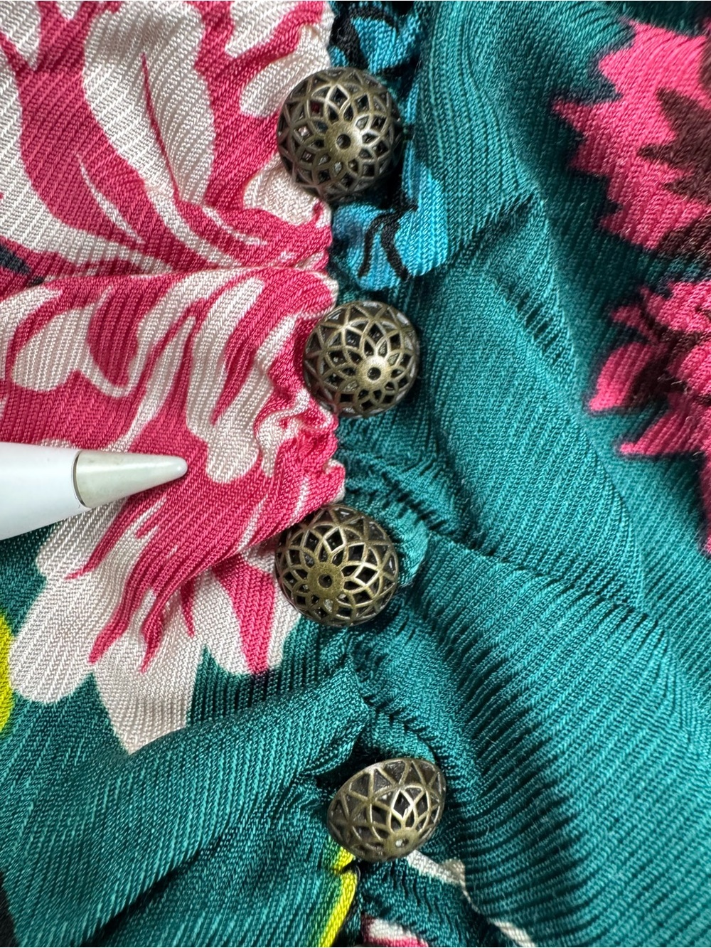 Maeve by Anthropologie Buttonfront Shirt Dress Green Botanical Birds Size 12 - Picture 8 of 16